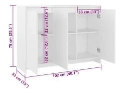Aparador Blanco 102x33x75 cm Madera de Ingeniería