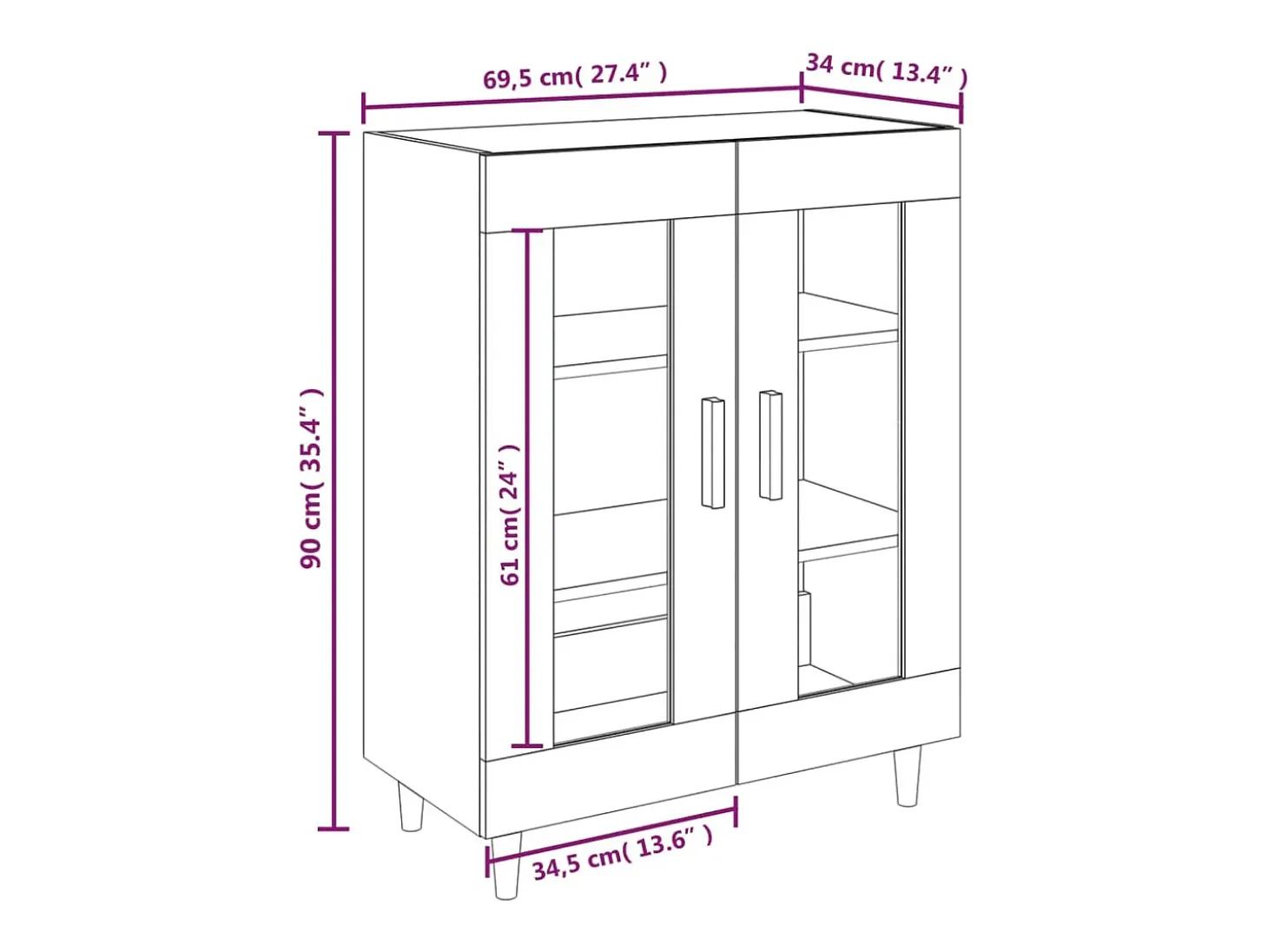 Aparador blanco 69,5x34x90 cm madera de ingeniería