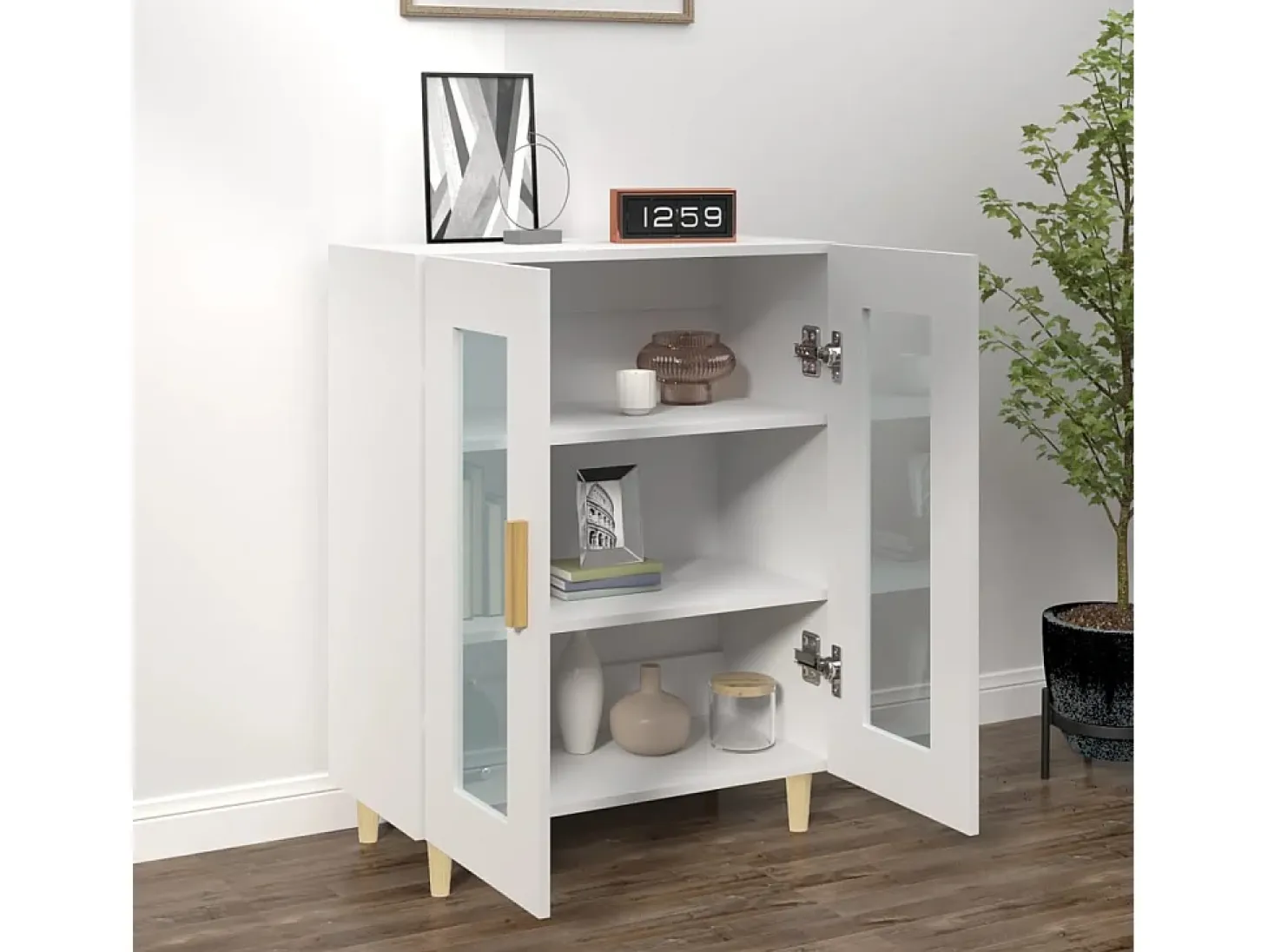 Aparador blanco 69,5x34x90 cm madera de ingeniería