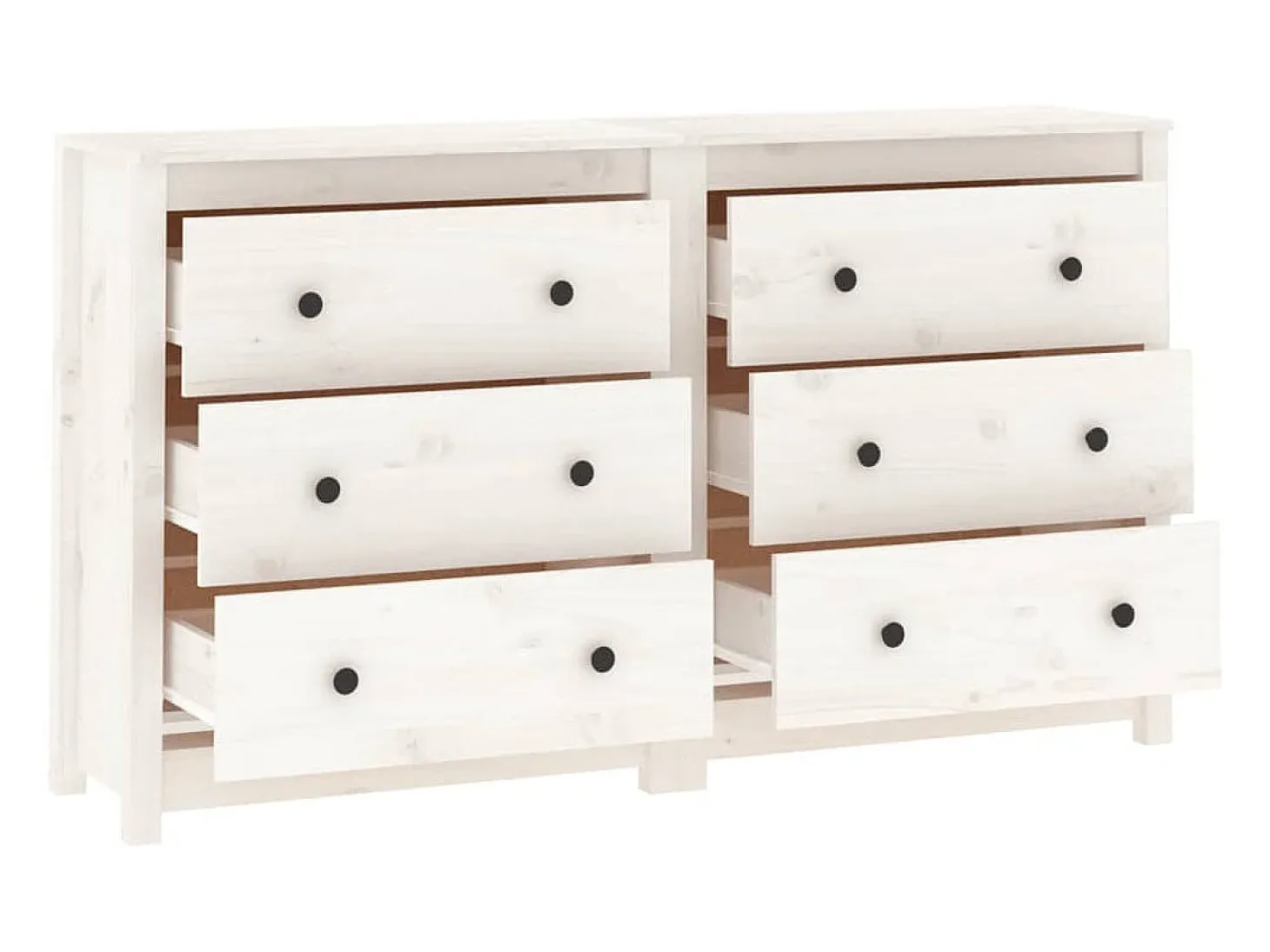 Aparador Blanco 140x35x80 cm Madera Maciza de Pino