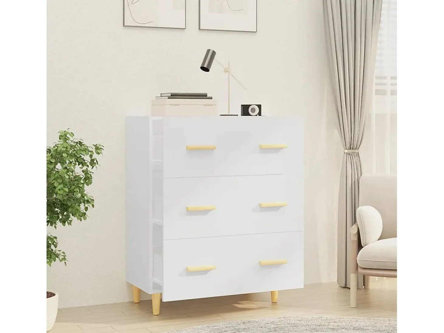 Aparador Blanco 70x34x90 cm Madera de Ingeniería