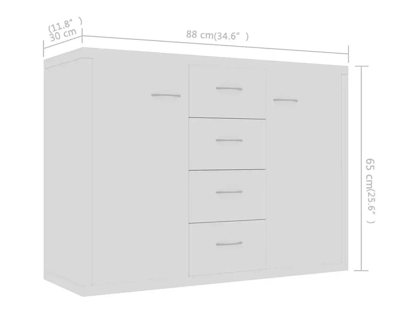 Aparador blanco 88x30x65 cm Madera de ingeniería