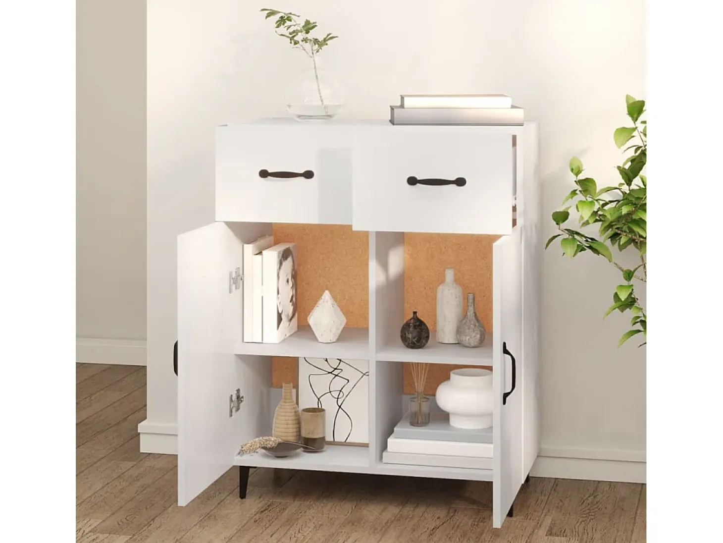 Aparador blanco 69,5x34x90 cm madera de ingeniería