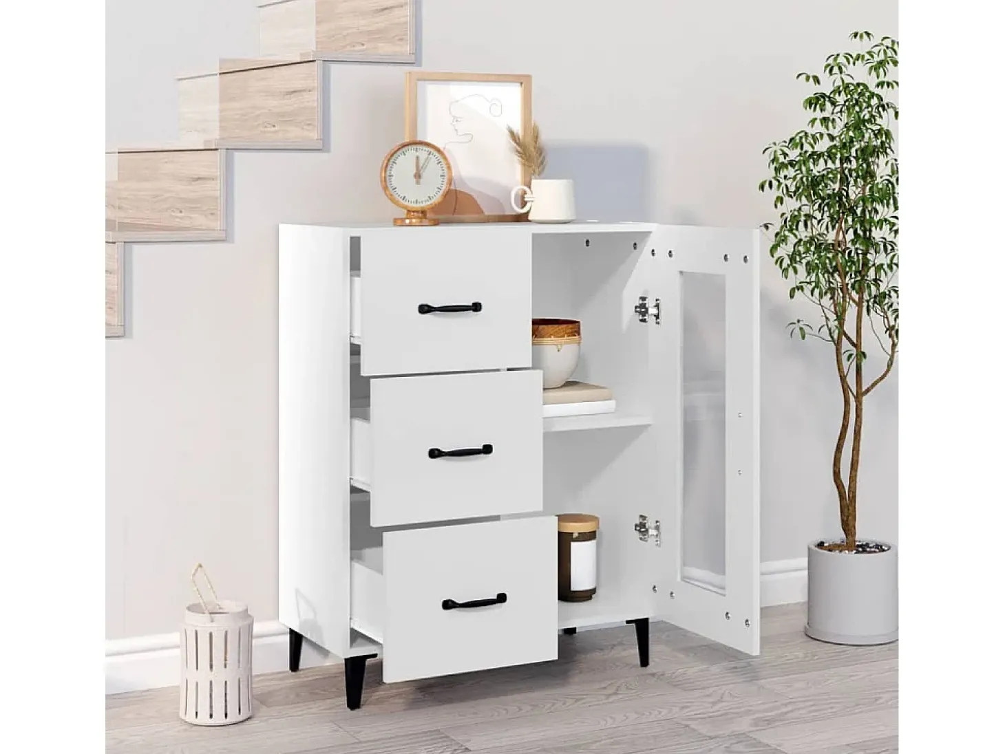 Aparador blanco 69,5x34x90 cm madera de ingeniería