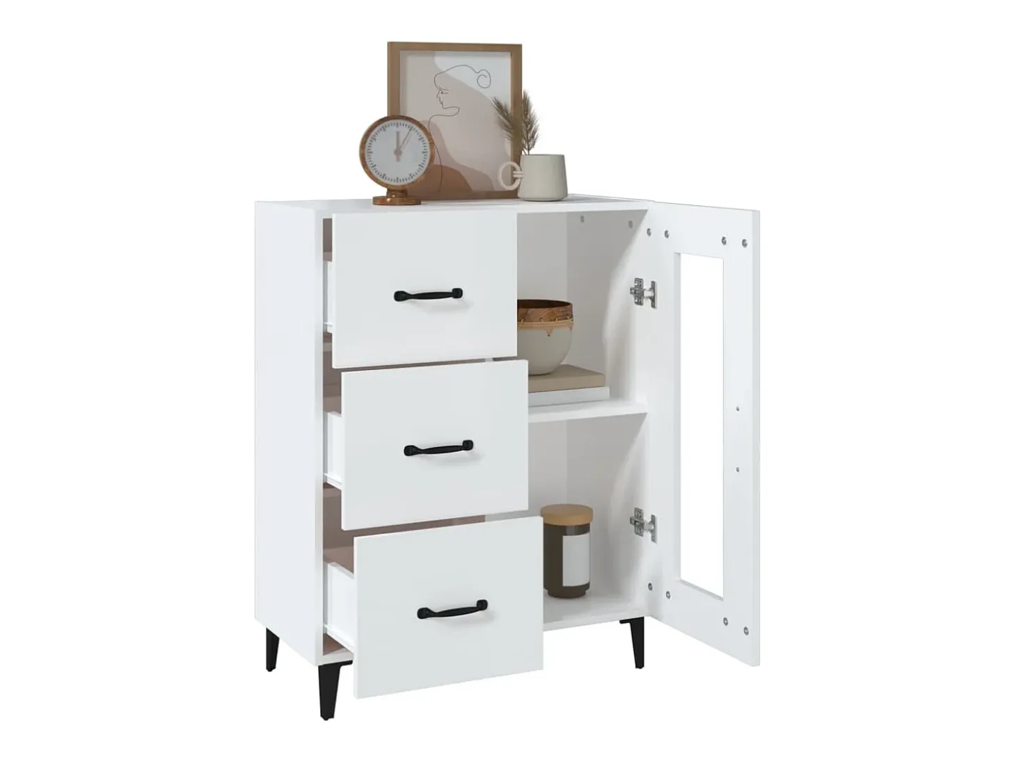 Aparador blanco 69,5x34x90 cm madera de ingeniería