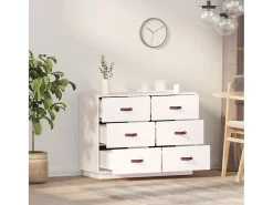 Aparador Blanco 100x40x75 cm Madera Maciza de Pino