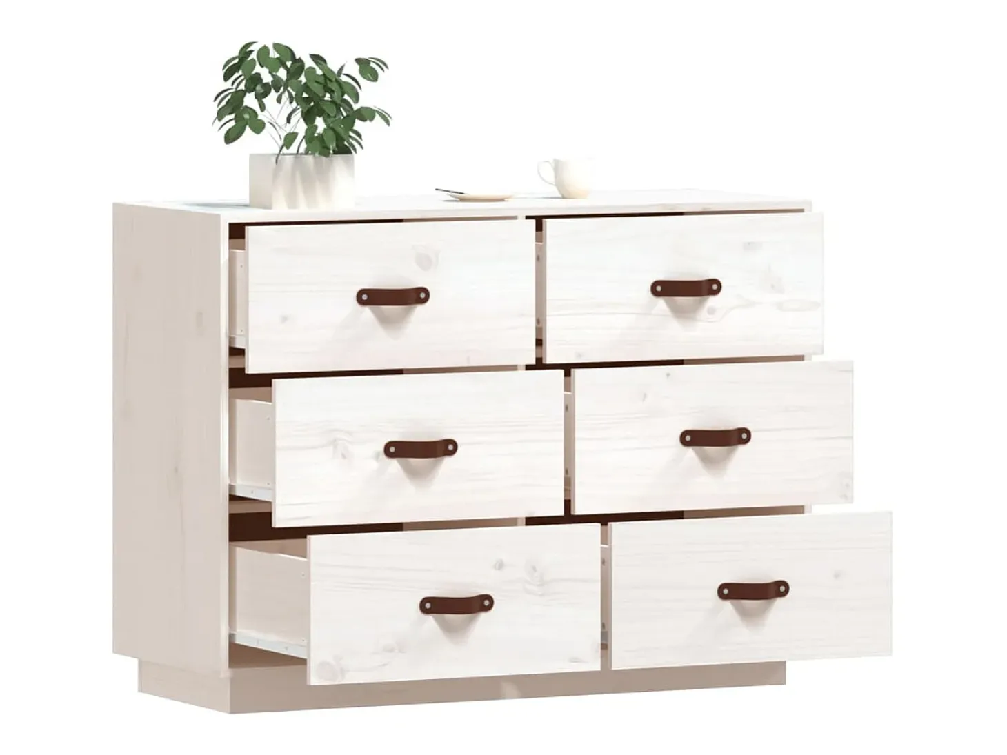 Aparador Blanco 100x40x75 cm Madera Maciza de Pino