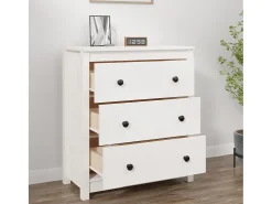Aparador blanco 70x35x80 cm madera maciza de pino