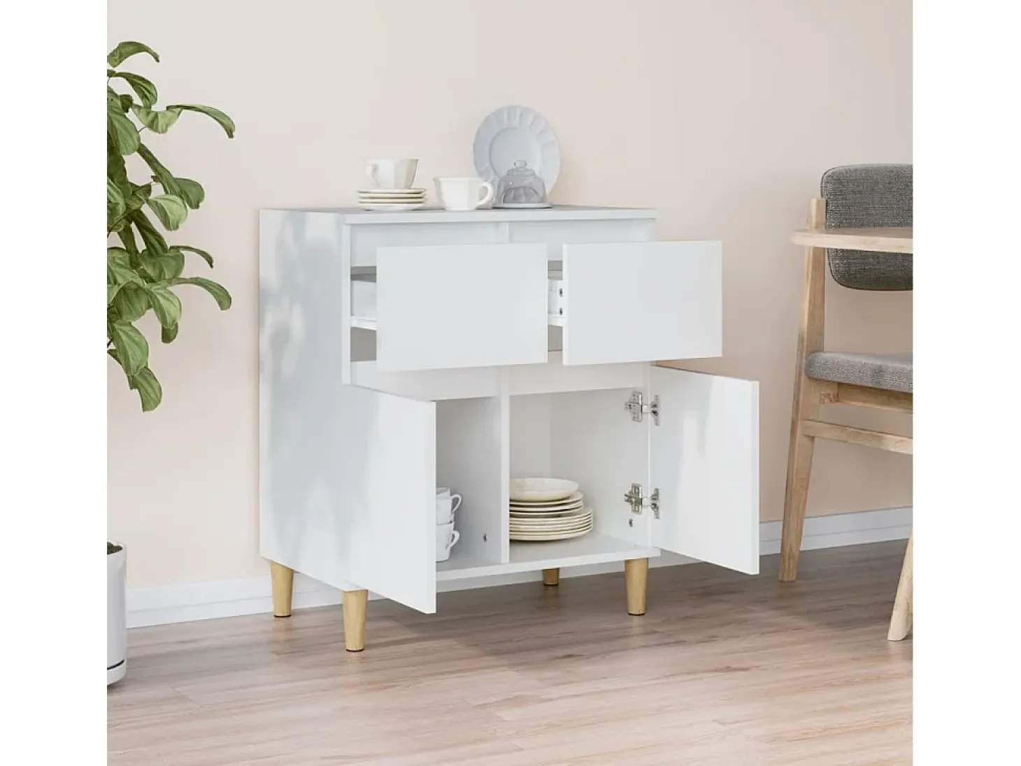 Aparador Blanco 60x35x70 cm Madera de Ingeniería