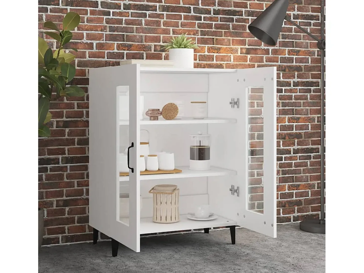 Aparador blanco 69,5x34x90 cm madera de ingeniería