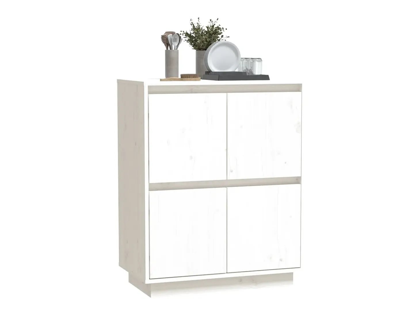 Aparador Blanco 60x34x75 cm Madera Maciza de Pino