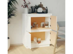 Aparador Blanco 60x34x75 cm Madera Maciza de Pino