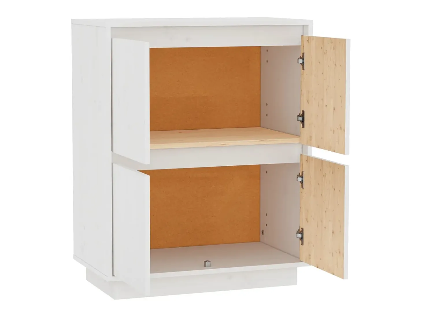 Aparador Blanco 60x34x75 cm Madera Maciza de Pino