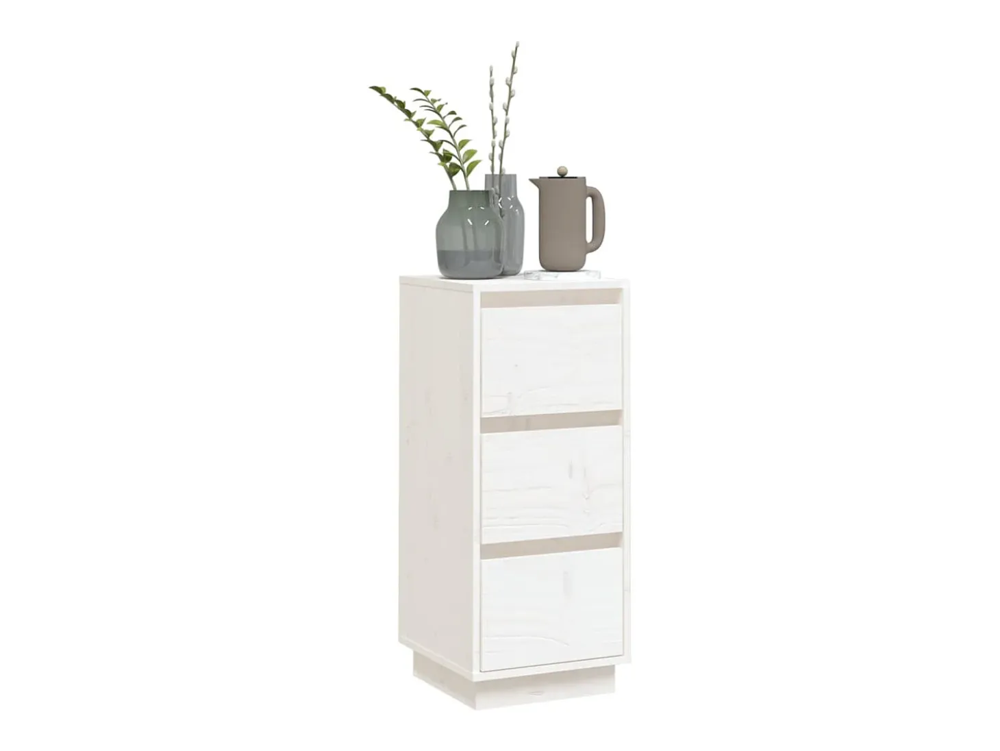 Aparador Blanco 32x34x75 cm Madera Maciza de Pino