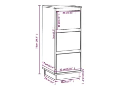Aparador Blanco 32x34x75 cm Madera Maciza de Pino