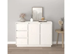 Aparador Blanco 111x34x75 cm Madera Maciza de Pino