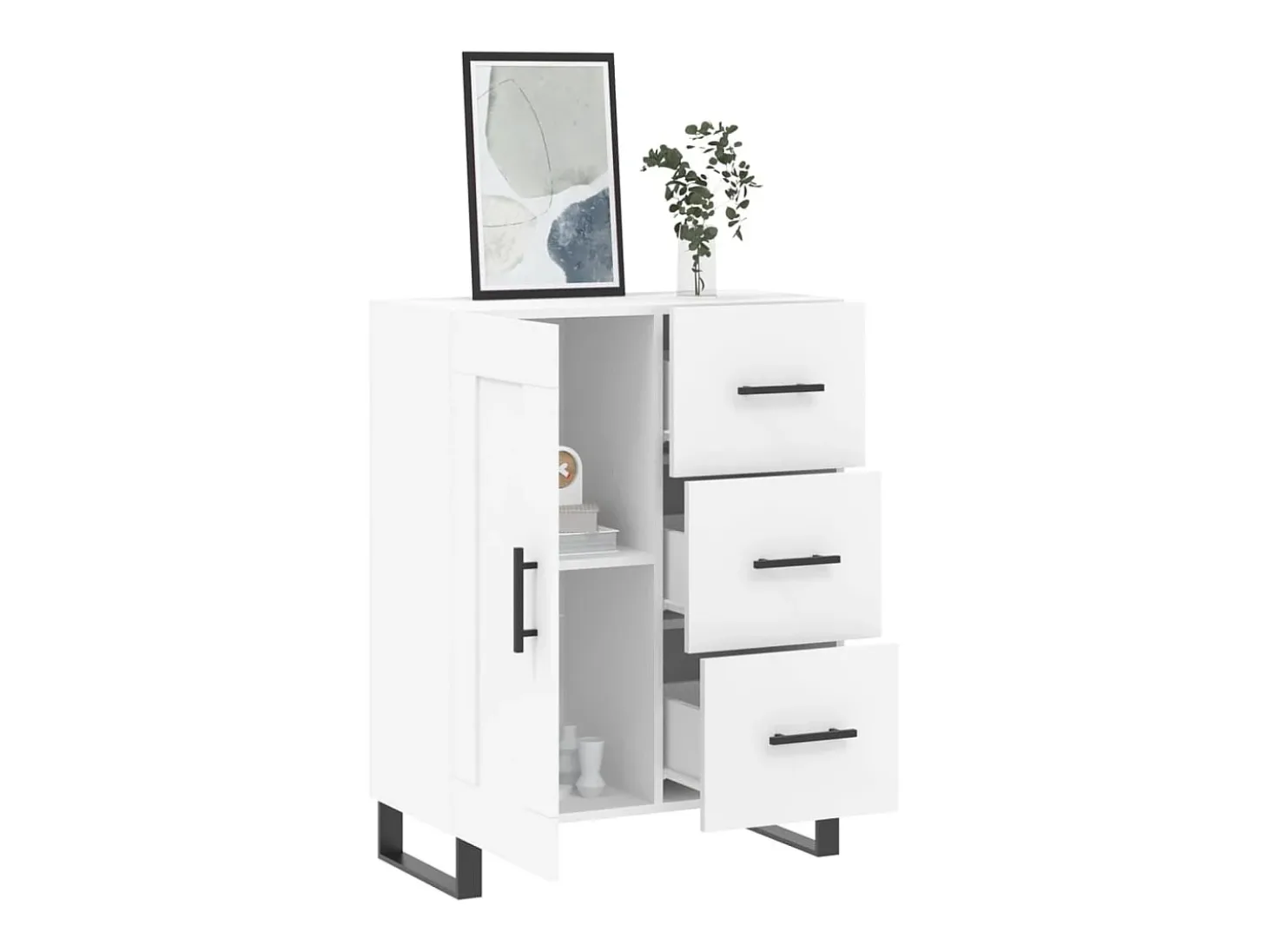 Aparador blanco 69,5x34x90 cm madera de ingeniería