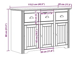 Aparador BODO blanco 115,5x44x80 cm madera maciza de pino