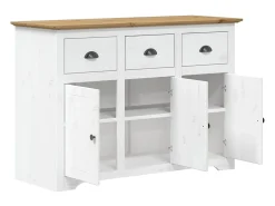 Aparador BODO blanco y marrón 115,5x44x80 cm madera maciza de pino