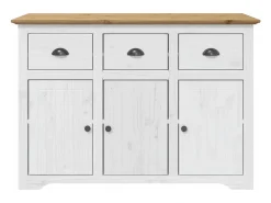 Aparador BODO blanco y marrón 115,5x44x80 cm madera maciza de pino