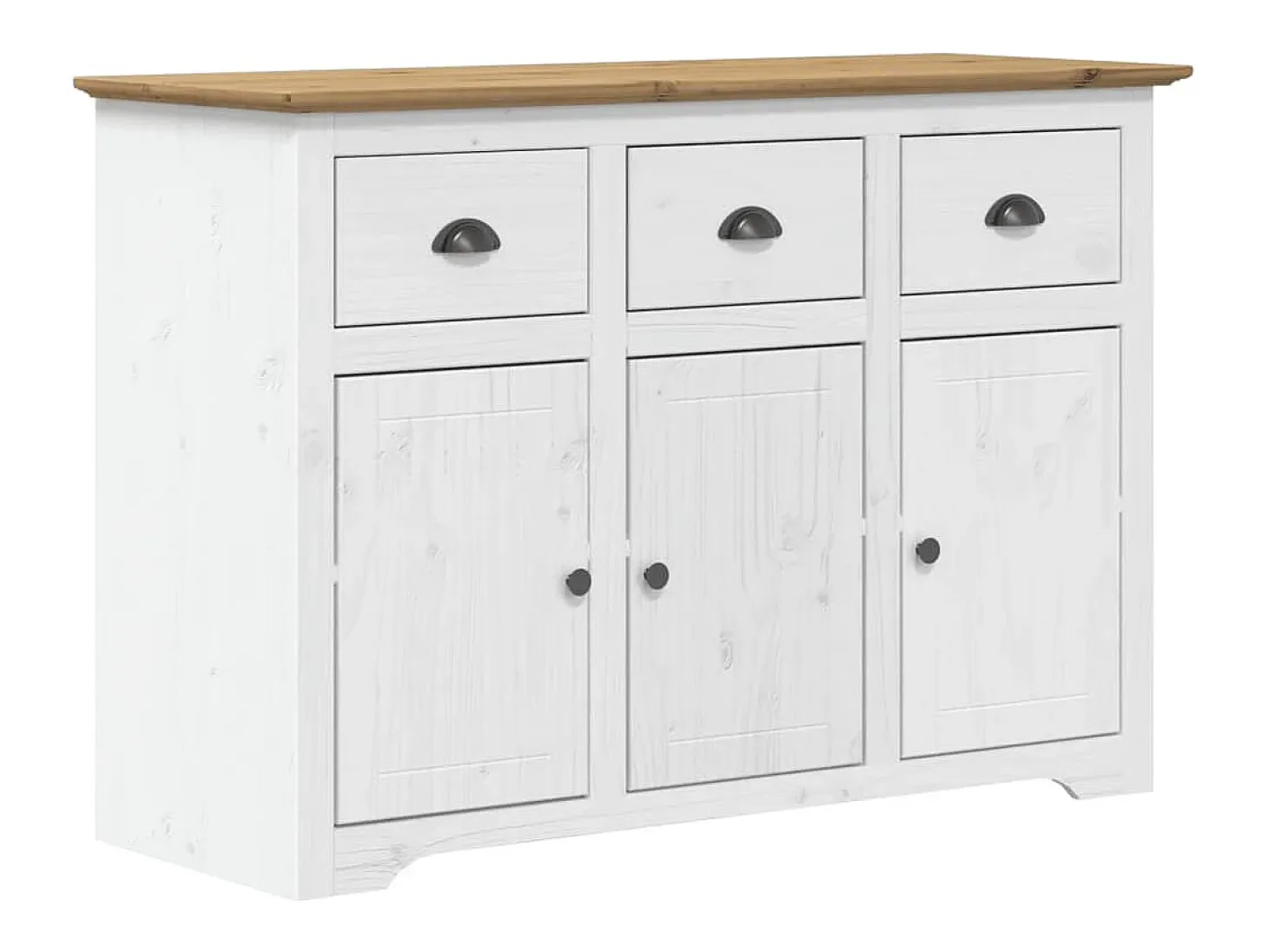Aparador BODO blanco y marrón 115,5x43x200,5cm madera maciza de pino