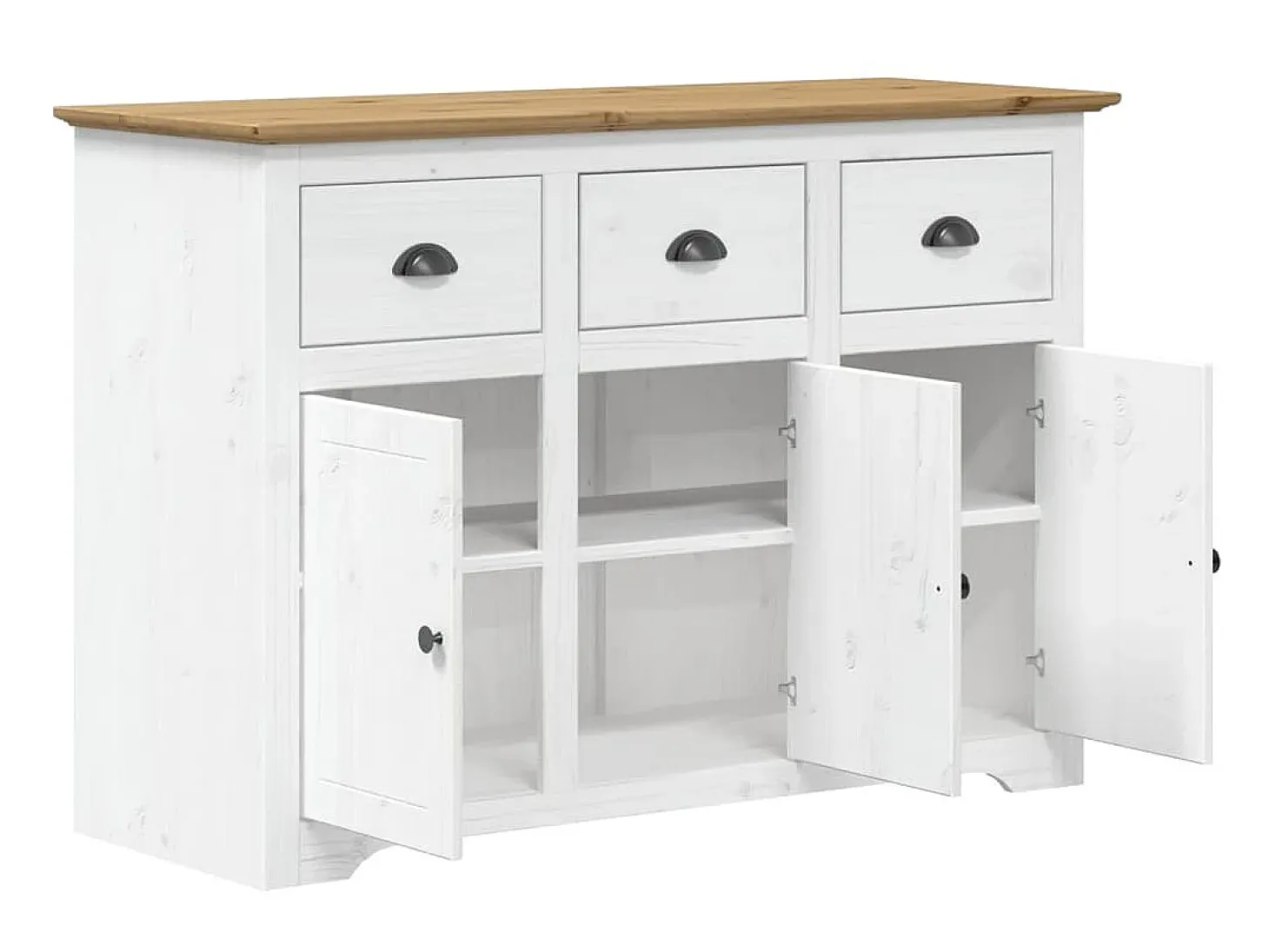 Aparador BODO madera maciza pino blanco y marrón 115x43x79,5 cm ES67640