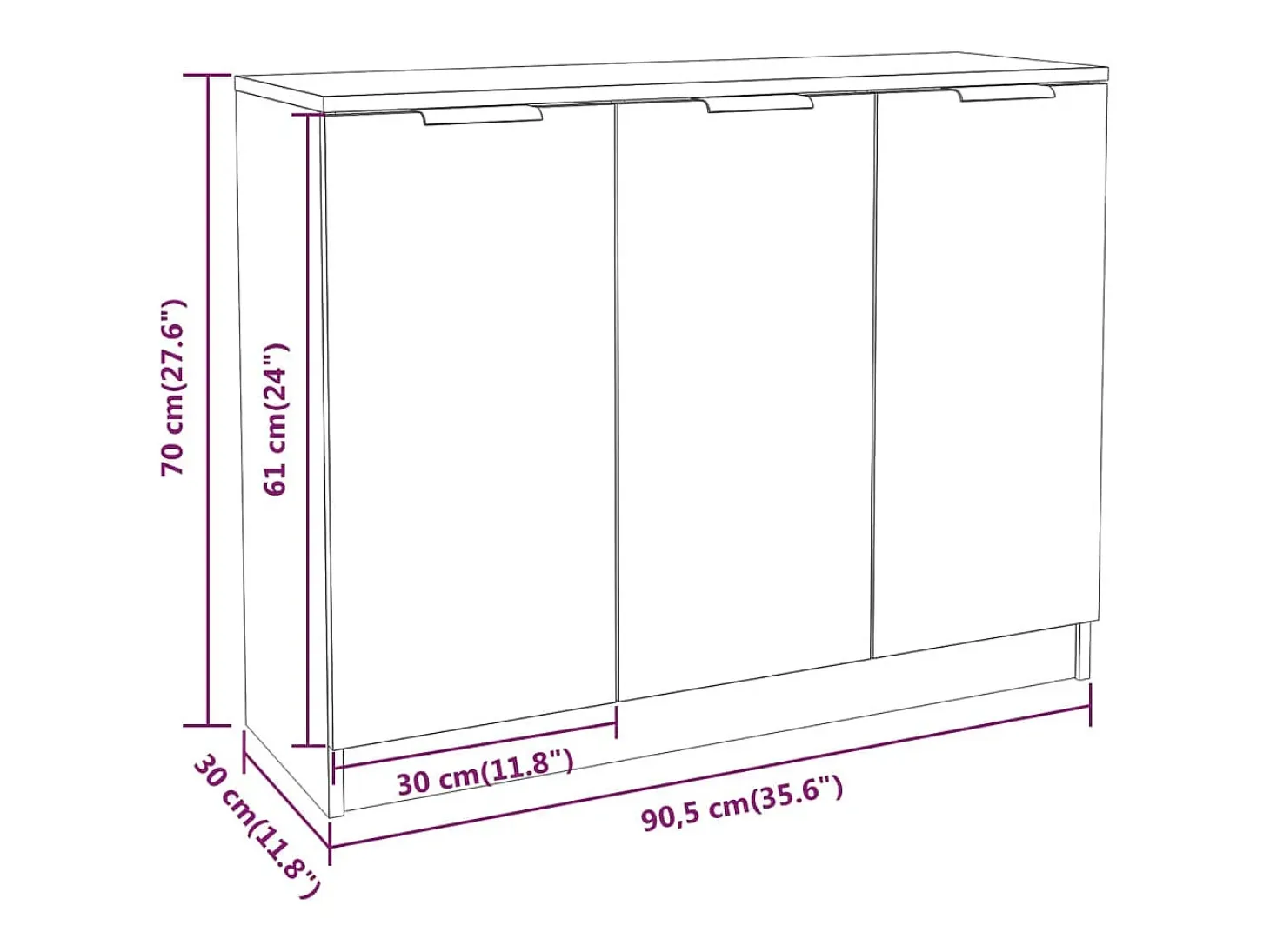 Aparador buffet cómoda armario mueble organizador cocina salón salón Sonoma 90,5 x 30 x 70 cm madera contrachapada marrón 02_0031728