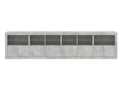 Aparador buffet cómoda armario mueble organizador cocina salón salón con luces LED 283 x 37 x 67 cm gris 02_0029994