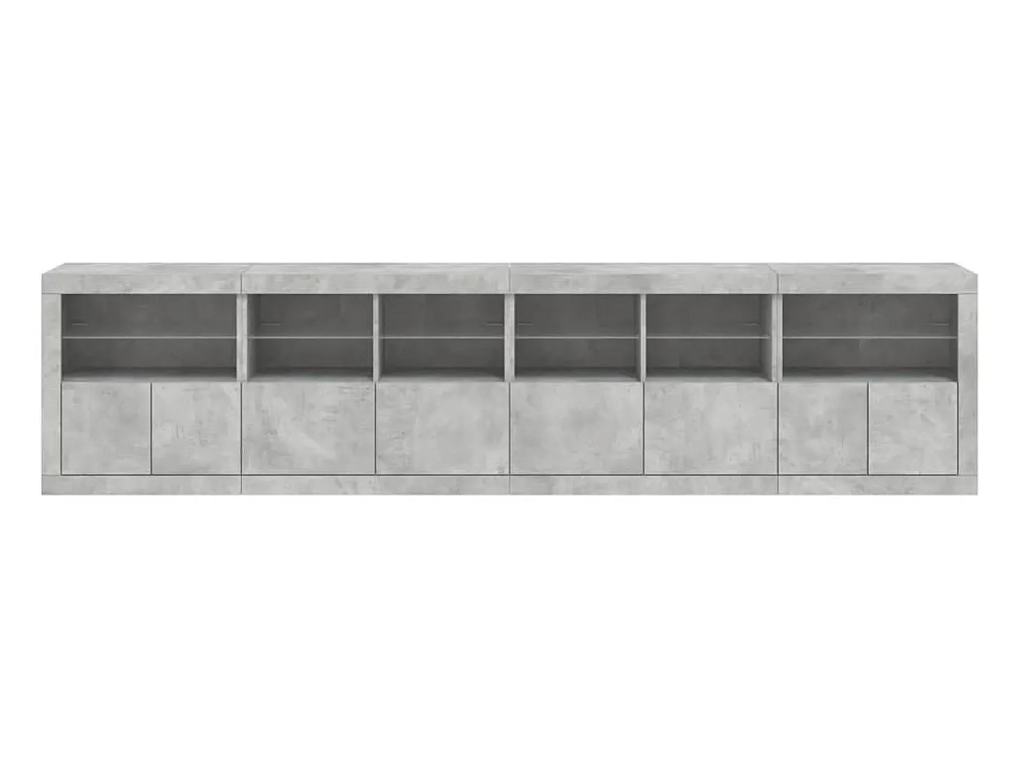 Aparador buffet cómoda armario mueble organizador cocina salón salón con luces LED 283 x 37 x 67 cm gris 02_0029994