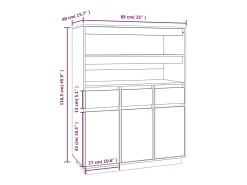 Aparador buffet cómoda armario mueble organizador cocina salón salón alto 89 x 40 x 116,5 cm madera maciza de pino marrón 02_0034760