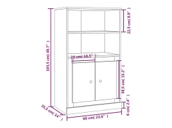 Aparador buffet cómoda armario mueble organizador cocina salón salón alto Sonoma 60 x 35,5 x 103,5 cm madera contrachapada gris 02_0035378