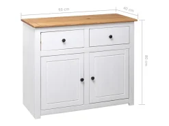 Aparador buffet cómoda armario mueble organizador cocina salón salón 93 x 40 x 80 cm Pino gama Panama blanco 02_0030541
