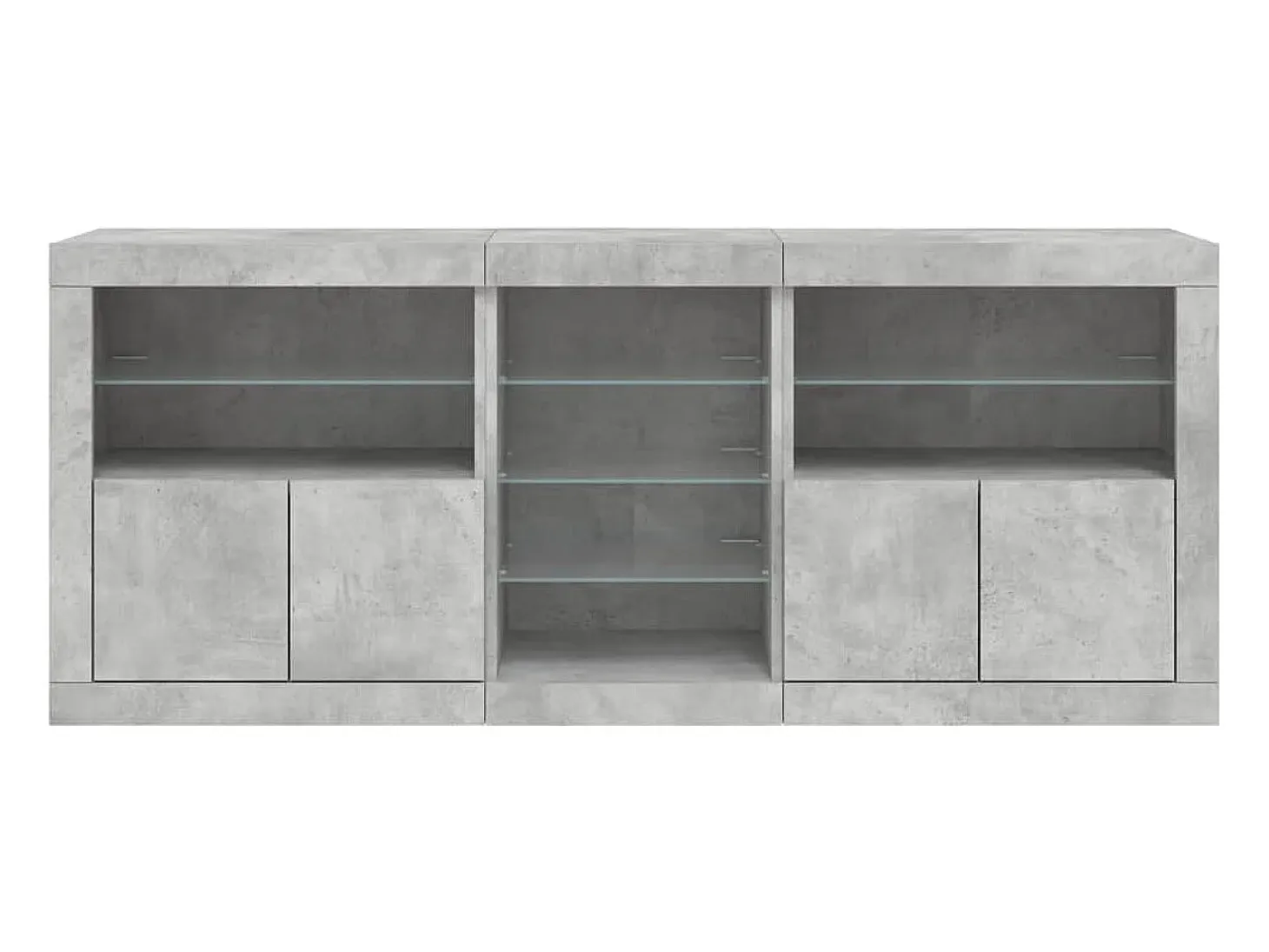 Aparador buffet cómoda armario mueble organizador cocina salón salón con luces LED 181,5 x 37 x 67 cm gris 02_0029987