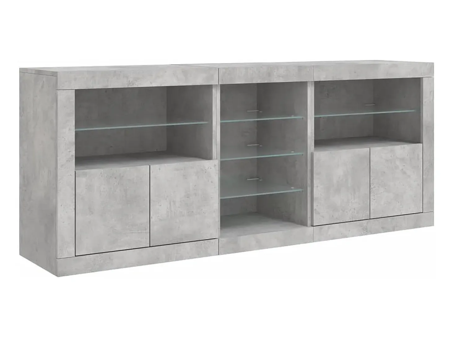 Aparador buffet cómoda armario mueble organizador cocina salón salón con luces LED 181,5 x 37 x 67 cm gris 02_0029987