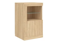 Aparador buffet cómoda armario mueble organizador cocina salón salón con luces LED sonoma 142,5 x 37 x 67 cm marrón 02_0029939