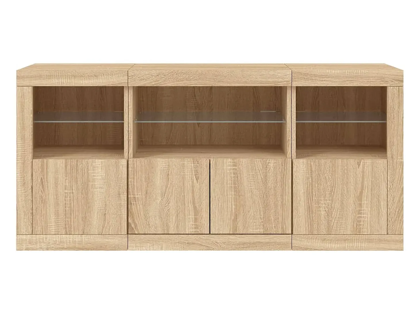 Aparador buffet cómoda armario mueble organizador cocina salón salón con luces LED sonoma 142,5 x 37 x 67 cm marrón 02_0029939