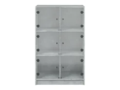 Aparador buffet cómoda armario mueble organizador cocina salón salón alto con puertas 68 x 37 x 109 cm madera contrachapada gris 02_0032239