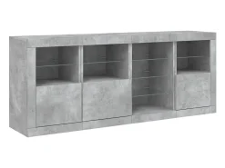 Aparador buffet cómoda armario mueble organizador cocina salón salón con luces LED 164 x 37 x 67 cm gris 02_0029984