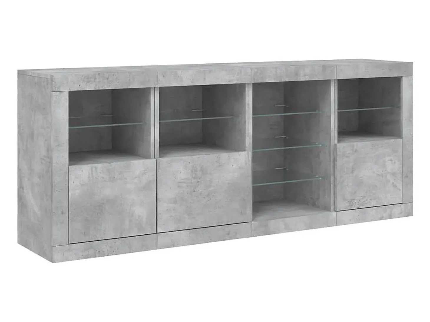 Aparador buffet cómoda armario mueble organizador cocina salón salón con luces LED 164 x 37 x 67 cm gris 02_0029984