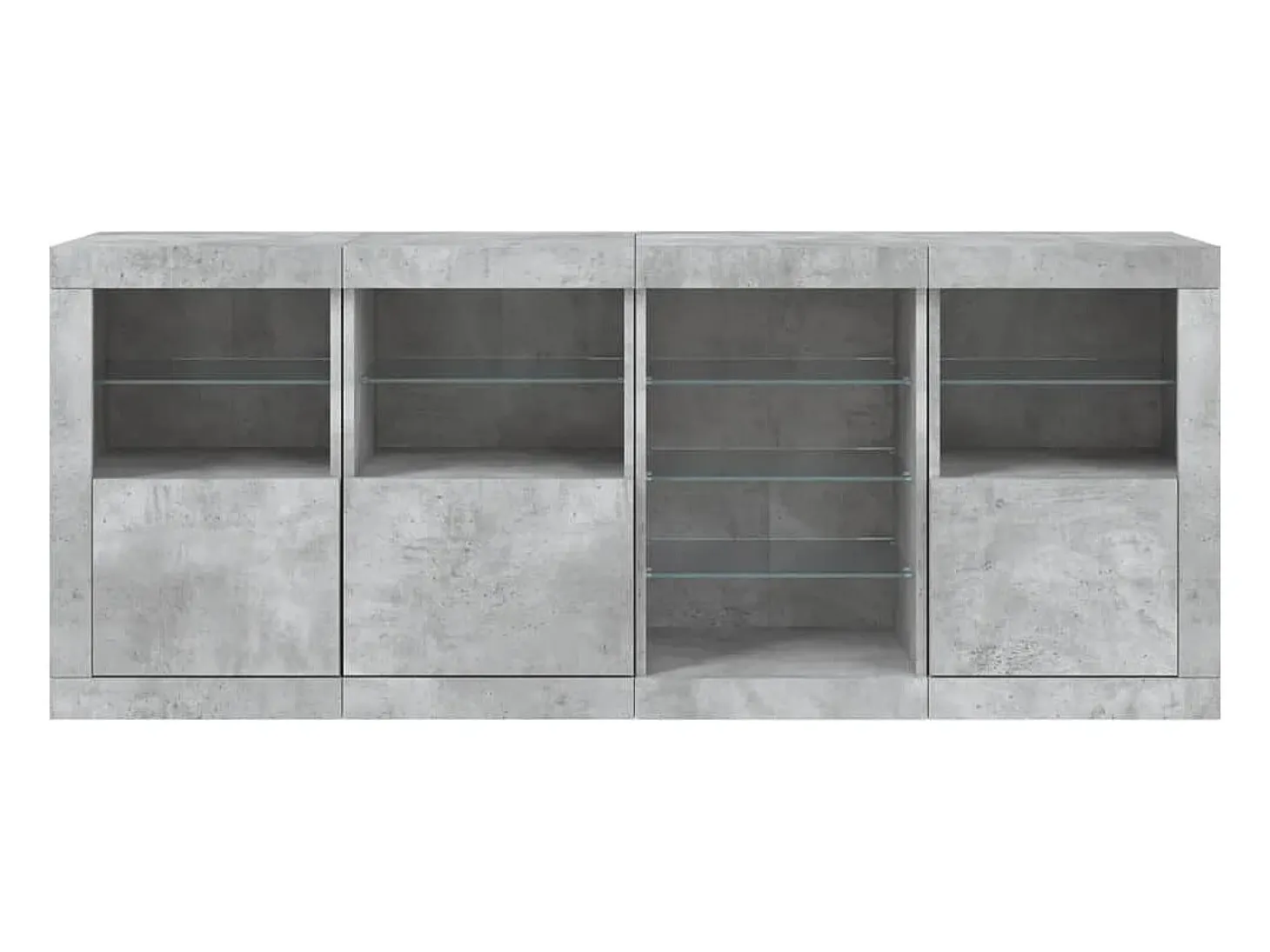 Aparador buffet cómoda armario mueble organizador cocina salón salón con luces LED 164 x 37 x 67 cm gris 02_0029984