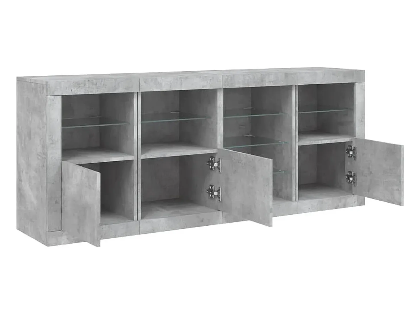 Aparador buffet cómoda armario mueble organizador cocina salón salón con luces LED 164 x 37 x 67 cm gris 02_0029984