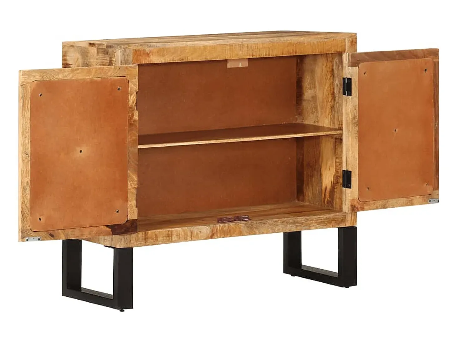 Aparador buffet cómoda armario mueble organizador cocina salón salón 80 x 30 x 71 cm madera maciza de mango en bruto y metal marrón 02_0029654