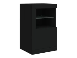 Aparador buffet cómoda armario mueble organizador cocina salón salón con luces LED 142,5 x 37 x 67 cm negro 02_0030014