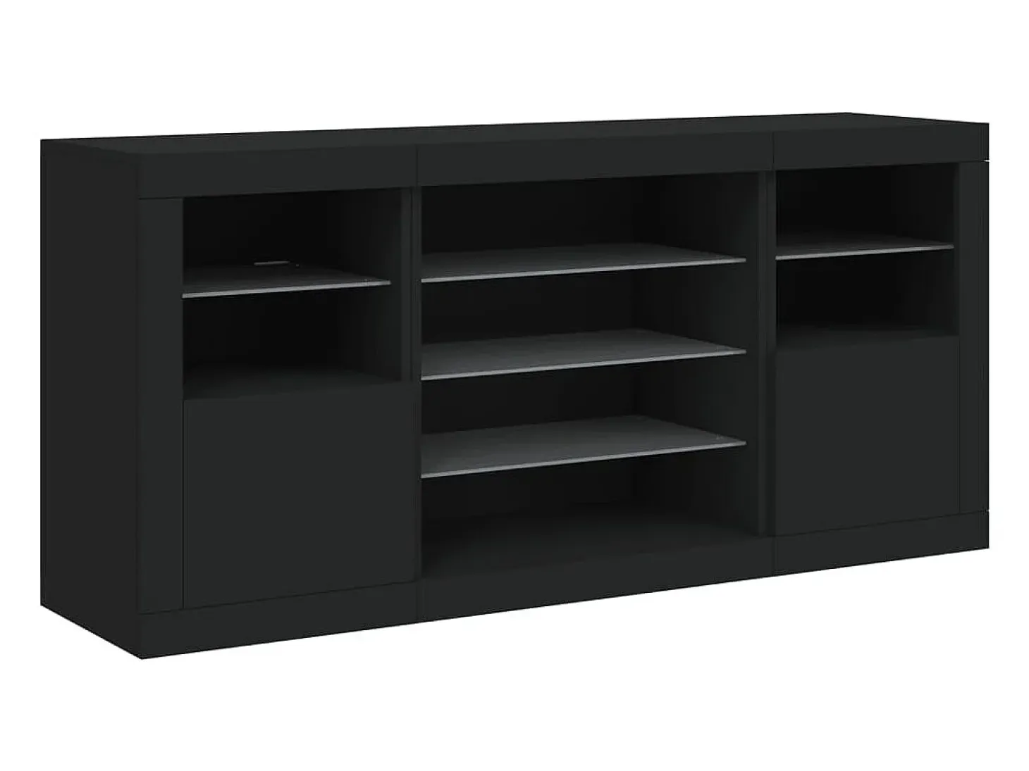 Aparador buffet cómoda armario mueble organizador cocina salón salón con luces LED 142,5 x 37 x 67 cm negro 02_0030014
