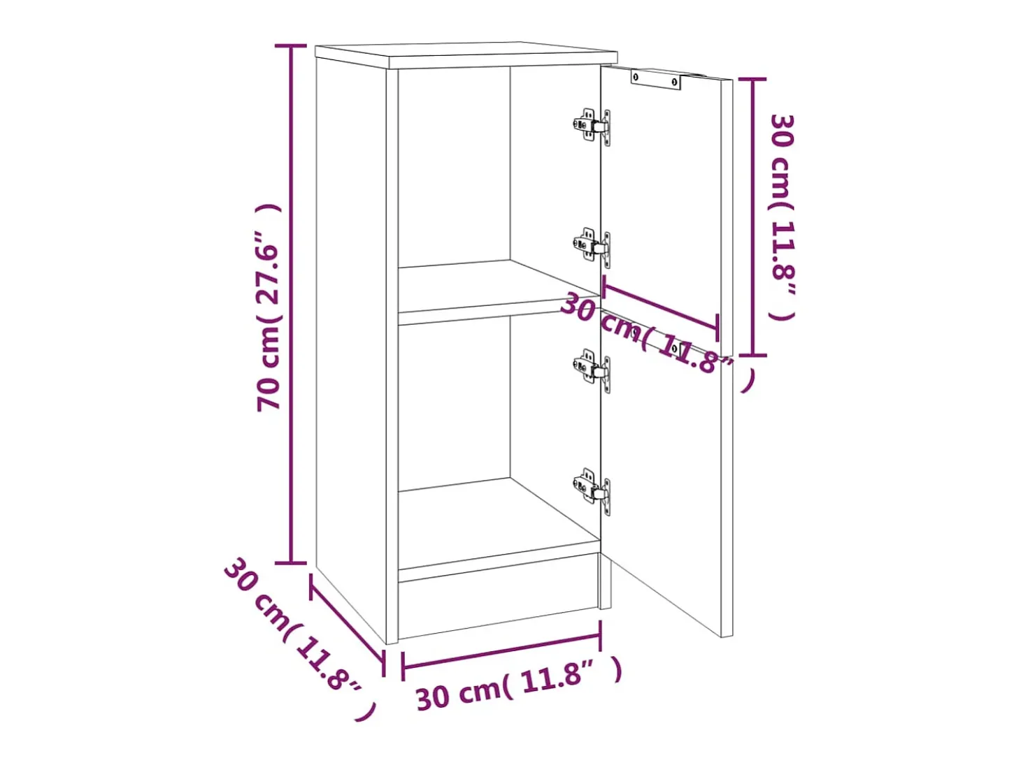 Aparador buffet cómoda armario mueble organizador cocina salón salón 30 x 30 x 70 cm madera contrachapada blanco 02_0030220