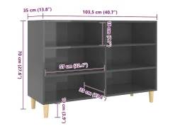 Aparador buffet cómoda armario mueble organizador cocina salón brillante 103,5 x 35 x 70 cm madera contrachapada gris 02_0031814