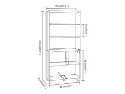 Aparador buffet cómoda armario mueble organizador cocina salón salón madera maciza de pino marrón miel 02_0032150