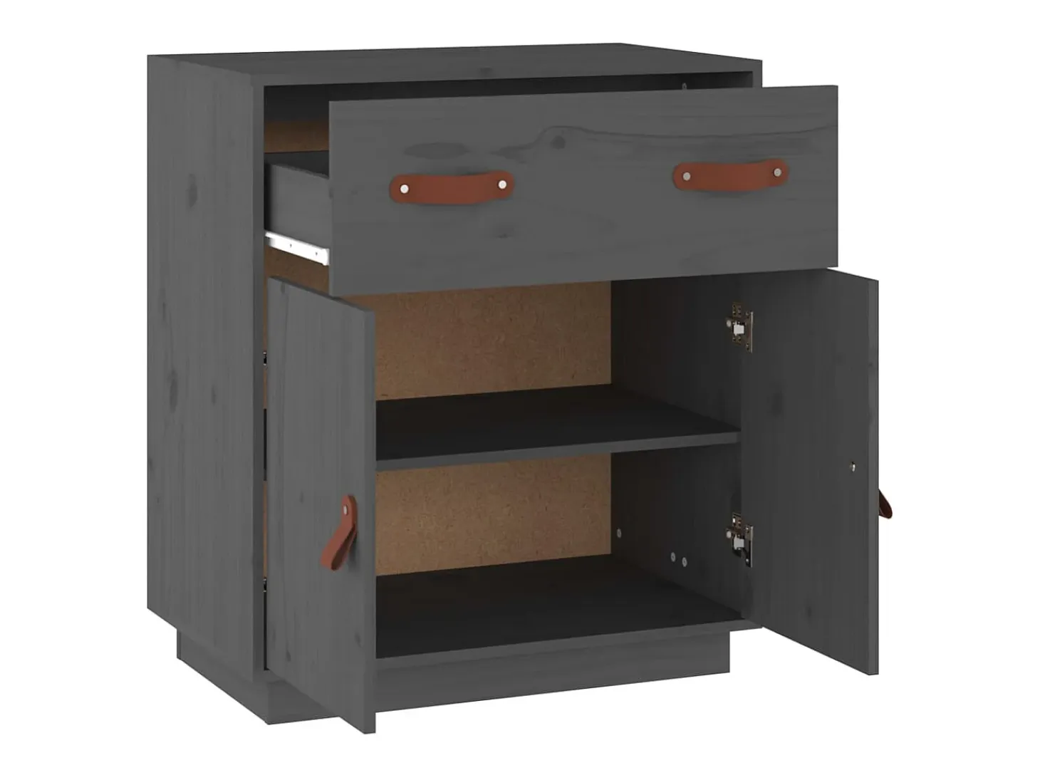 Aparador buffet cómoda armario mueble organizador cocina salón salón 65,5 x 40 x 75 cm madera maciza de pino gris 02_0031799