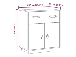 Aparador buffet cómoda armario mueble organizador cocina salón salón 65,5 x 40 x 75 cm madera maciza de pino gris 02_0031799