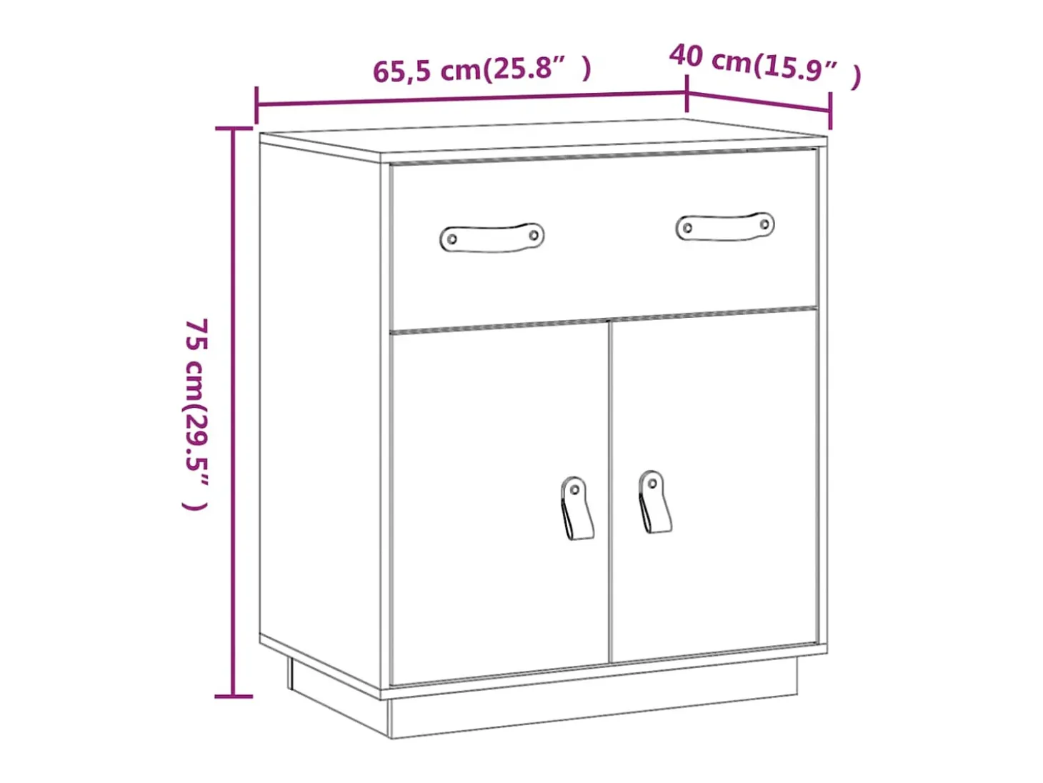 Aparador buffet cómoda armario mueble organizador cocina salón salón 65,5 x 40 x 75 cm madera maciza de pino gris 02_0031799